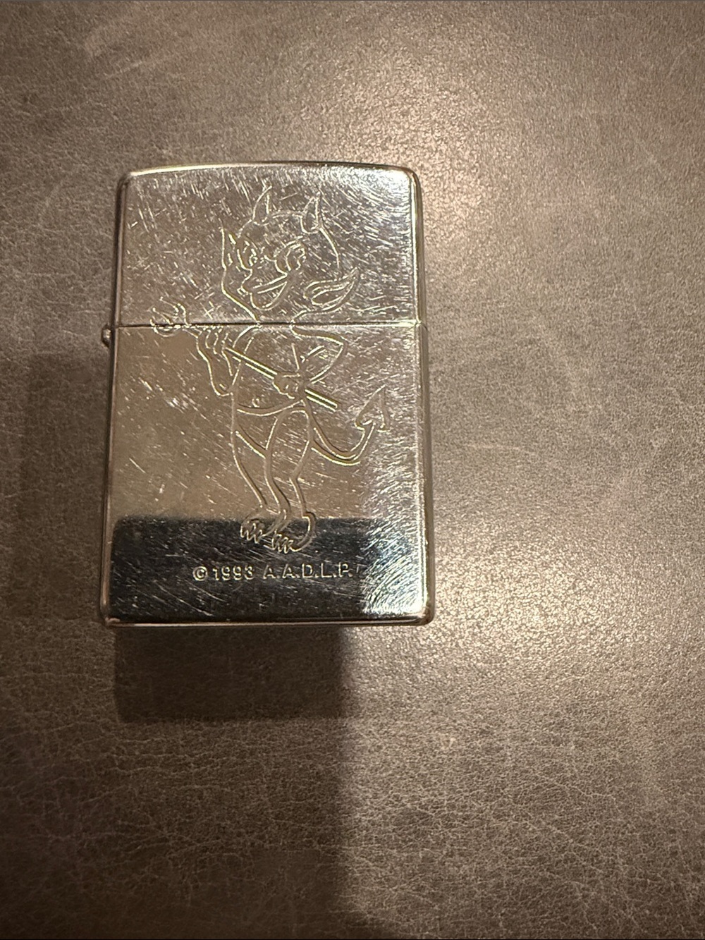 1990s Vintage Zippo Devil Etched Lighter